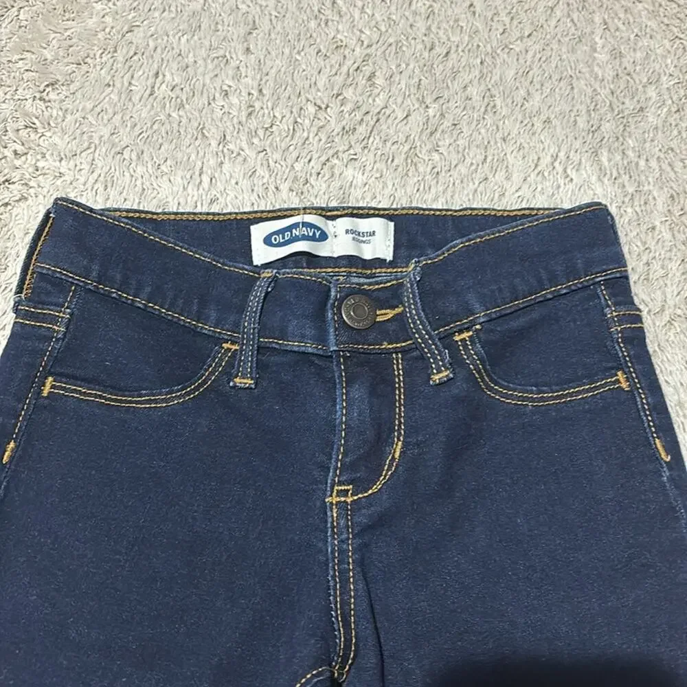 Old Navy Rockstar Jegging 7 euc Stretch cotton poly spandex blend deep blue euc